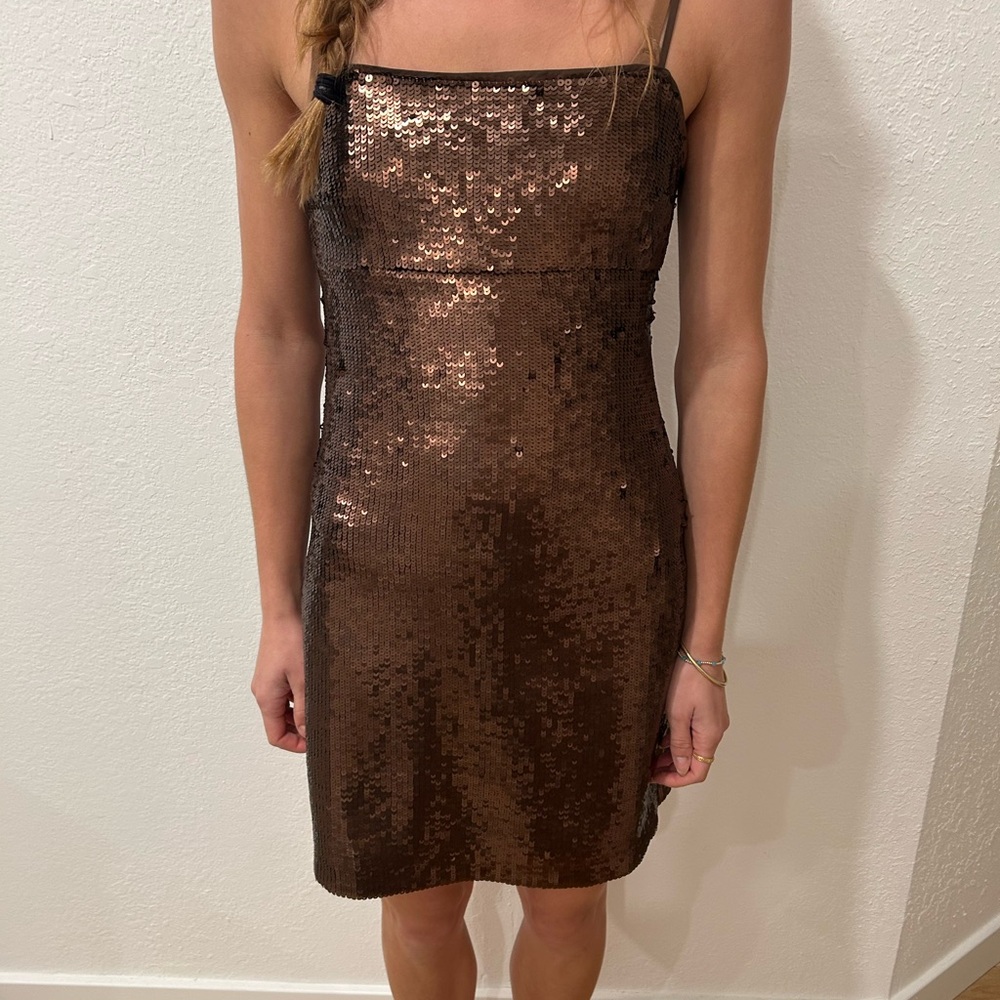 Madewell NWT small Sequin Brown Dress